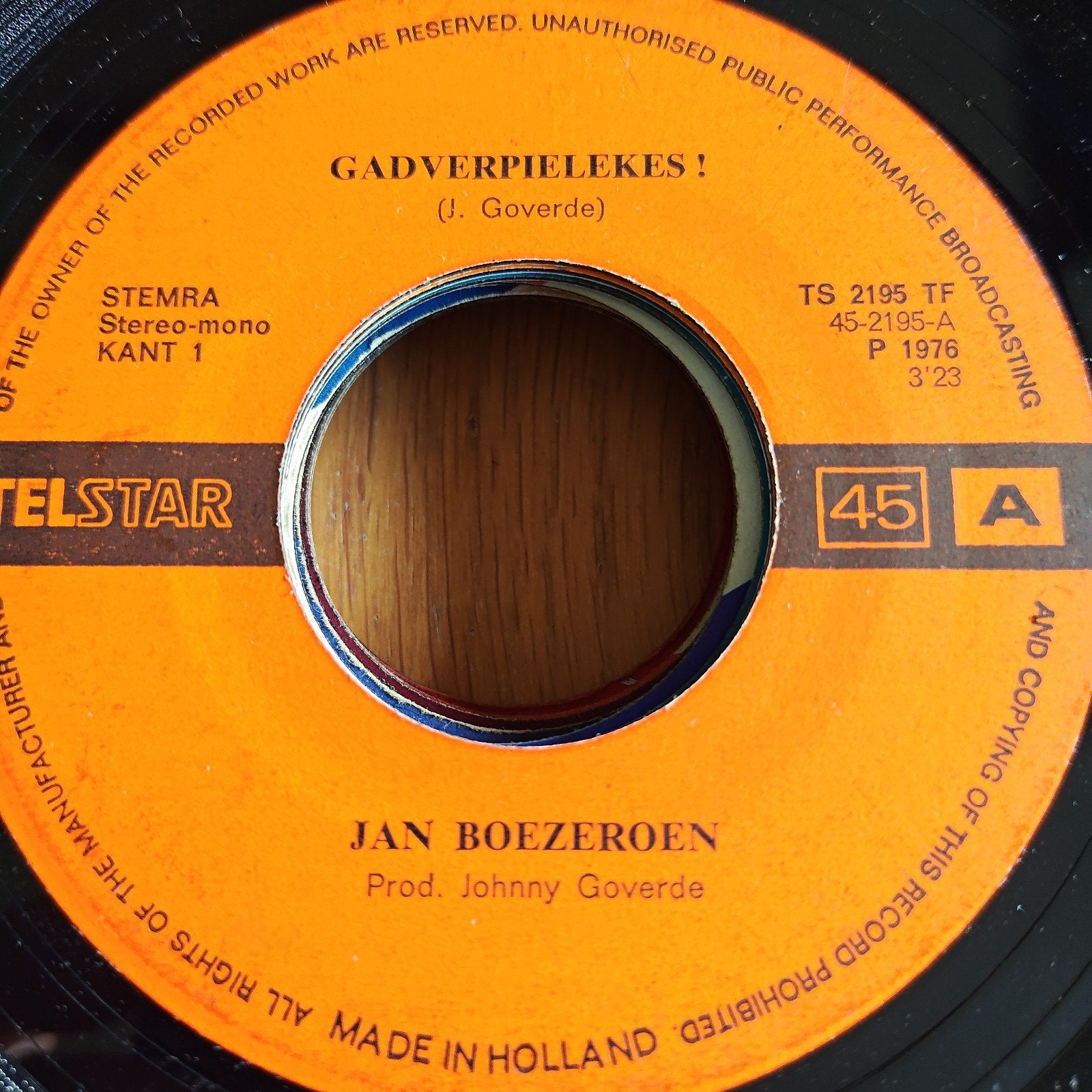 Jan Boezeroen - Gadverpielekes! (1976) 45 toeren single, Gebruikt, 7 inch, Ophalen of Verzenden, EP
