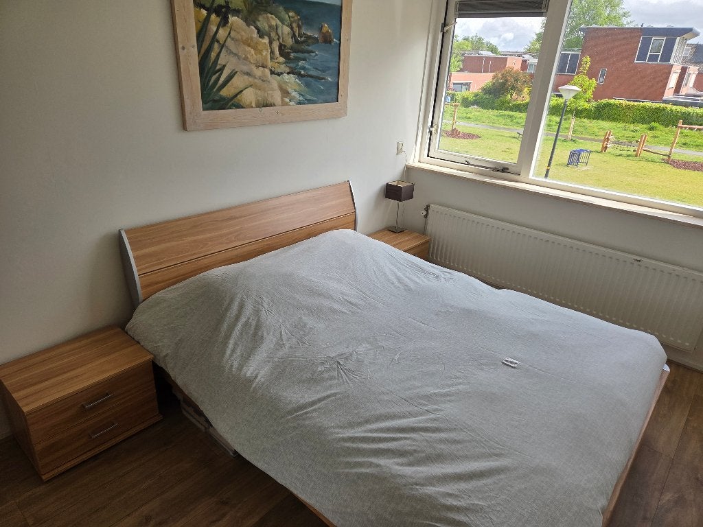 Tweepersoonsbed met nachtkastjes, Ophalen, Gebruikt, Tweepersoons, 190 cm of minder