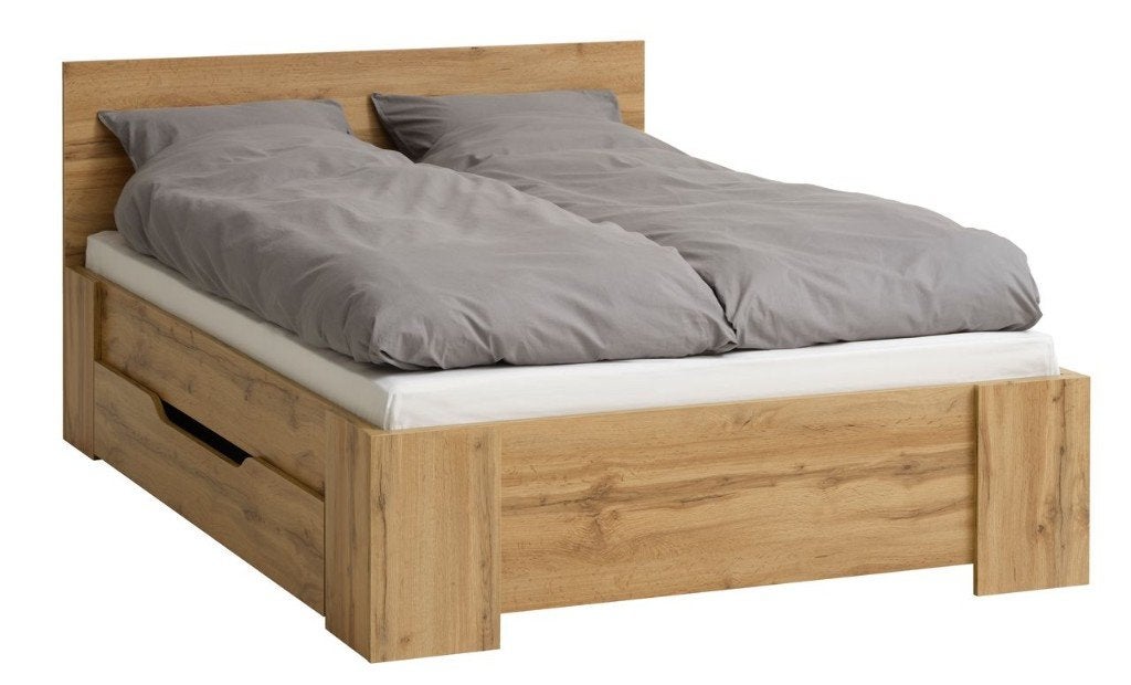 2 persoons bed frame 160x200, Huis en Inrichting, Slaapkamer | Bedden, Ophalen, Gebruikt, Modern, functioneel, Bruin