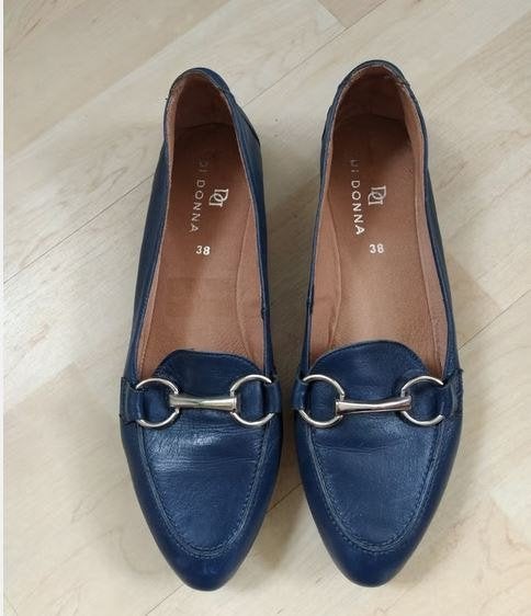 Di Donna prachtige leren ballerinas/instappers/loafers ( 38), Kleding | Dames, Schoenen, Di Donna, Blauw, Instappers, Ophalen of Verzenden