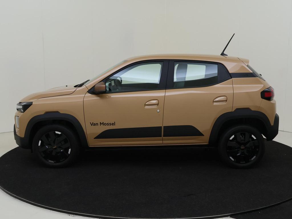 Dacia Spring Extreme 65 26.8 kWh | airco | Apple Carplay/And, Auto's, Gebruikt, Bruin, 4 stoelen, Leder en Stof
