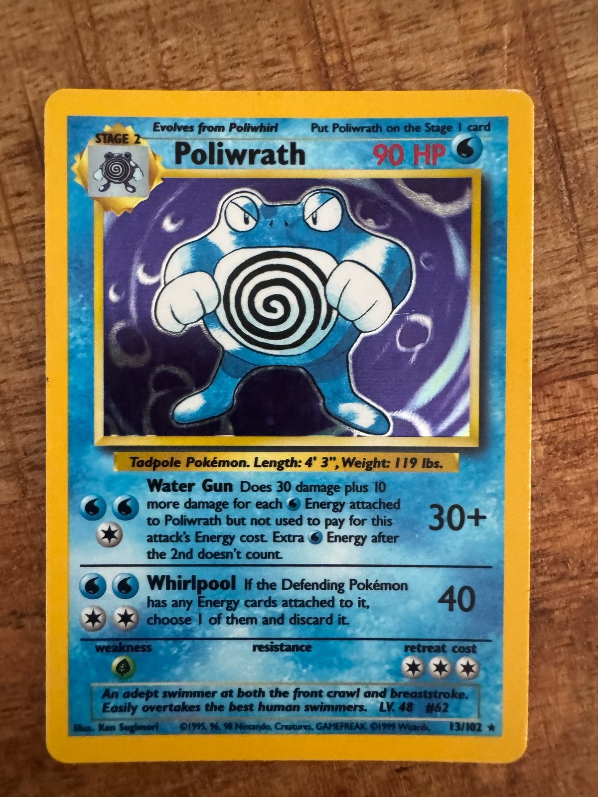 Pokémon Kaart: Poliwrath (13/62) - Holo Rare, Ophalen of Verzenden, Losse kaart, Foil