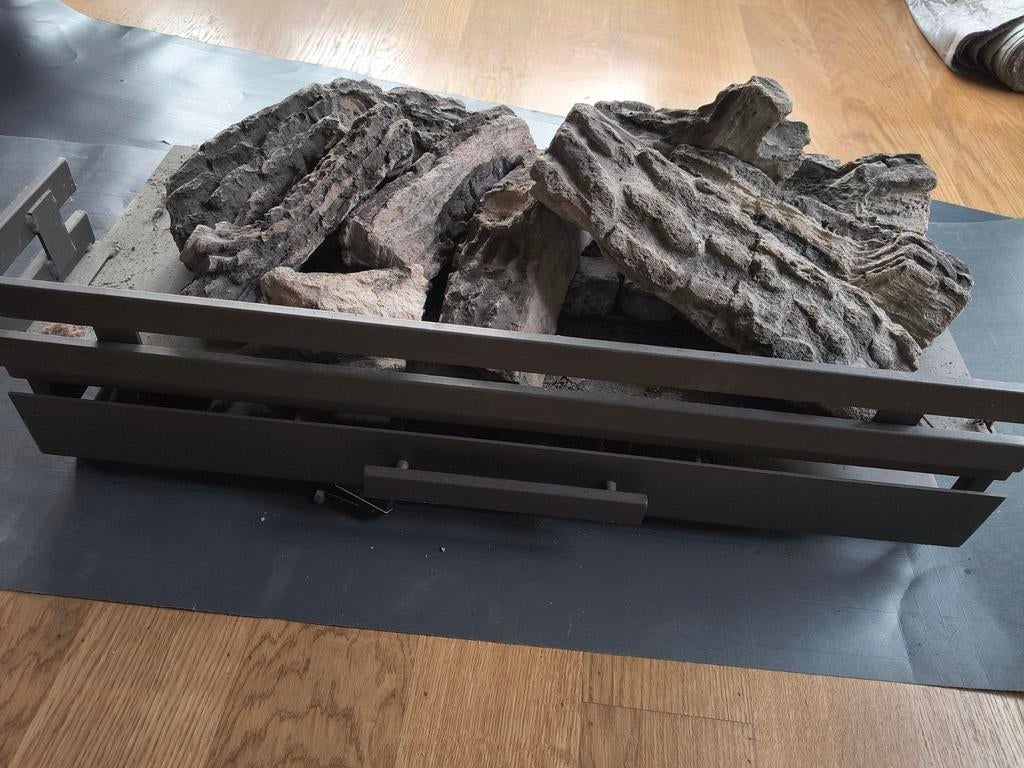 Gashaard Sfeerhaard met Houtblokken, Ophalen, Gebruikt, Inbouwhaard, Gashaard