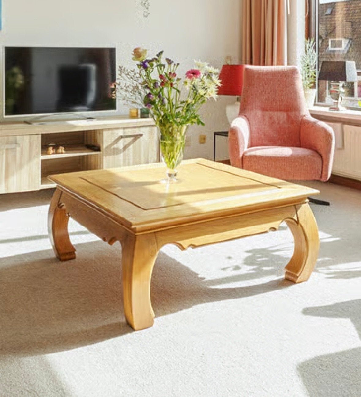 Massief eikenhouten salontafel opiumtafel Karel Mintjens, Ophalen, 50 tot 100 cm, 50 tot 100 cm, Zo goed als nieuw