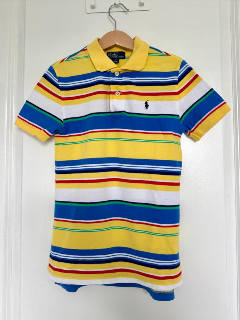 Polo Ralph Lauren gestreept poloshirt maat 7 (130/68), Kinderen en Baby's, Kinderkleding | Maat 122, Ophalen of Verzenden, Zo goed als nieuw