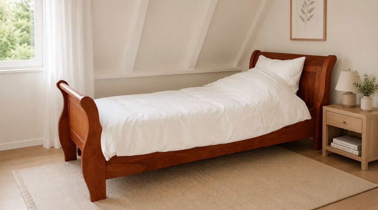Massief kersenhouten kinderledikant, klassieke stijl, Ophalen, Gebruikt, 90 cm, Eenpersoons