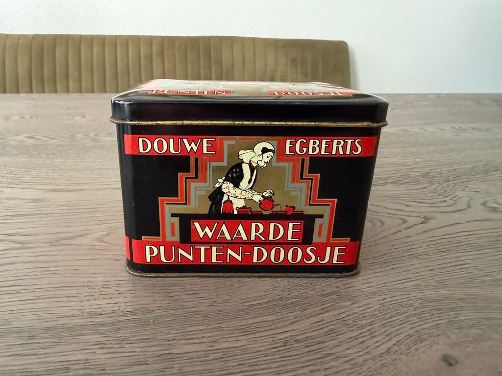 Douwe Egberts Puntenbewaarblikje, Verzamelen, Blikken, Ophalen of Verzenden, Zo goed als nieuw, Koffie, Douwe Egberts