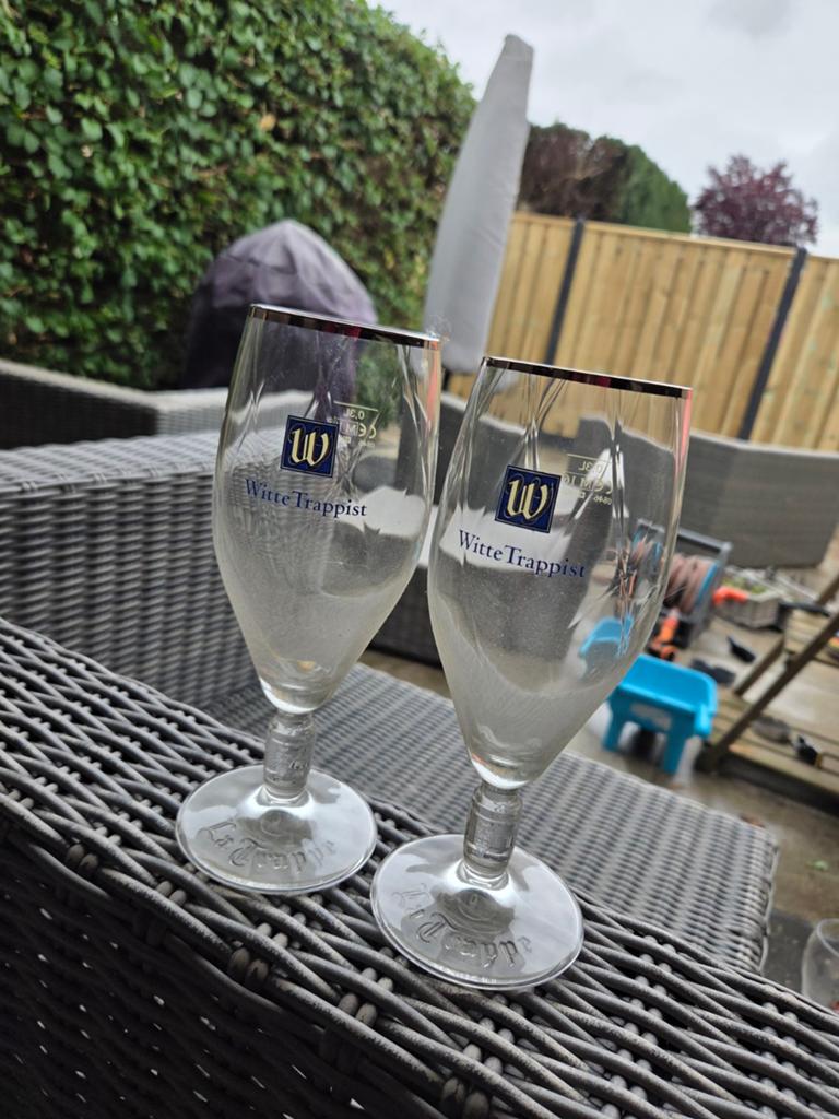 Witte Trapist Bierglazen 0,3L, 2 stuks, Verzamelen, Glas en Borrelglaasjes, Ophalen, Zo goed als nieuw, Bierglas