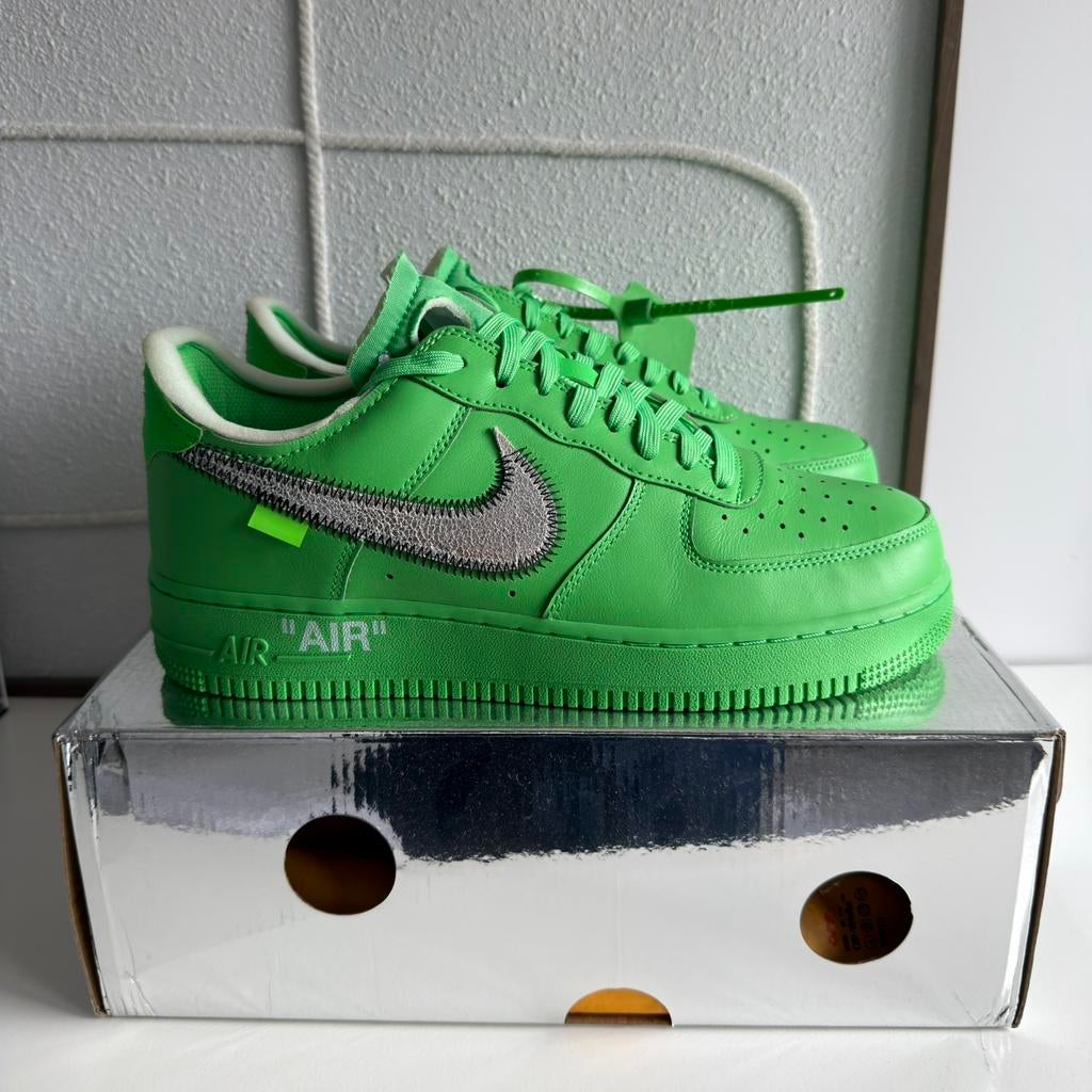Nike x Off-White Air Force 1 Brooklyn Green Spark Maat 44,5, Kleding | Heren, Schoenen, Nieuw, Overige kleuren, Verzenden