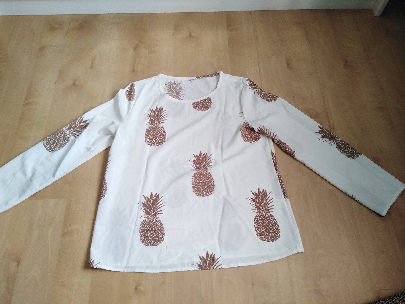 Wit shirt/blouse ananas opdruk, Ophalen of Verzenden, Zo goed als nieuw, Maat 36 (S), Wit