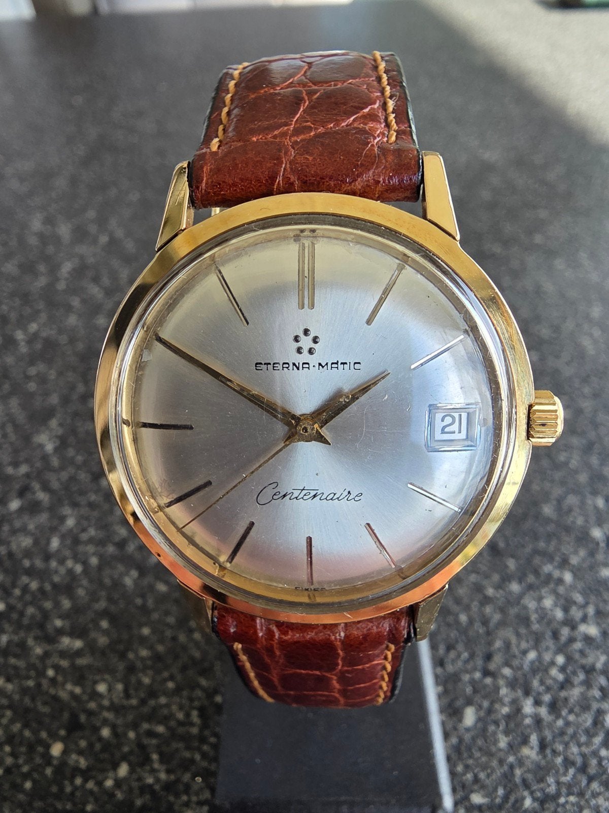 Eterna-Matic Centenaire Polshorloge - In mooie staat., Ophalen, Zo goed als nieuw, Leer, Overige merken