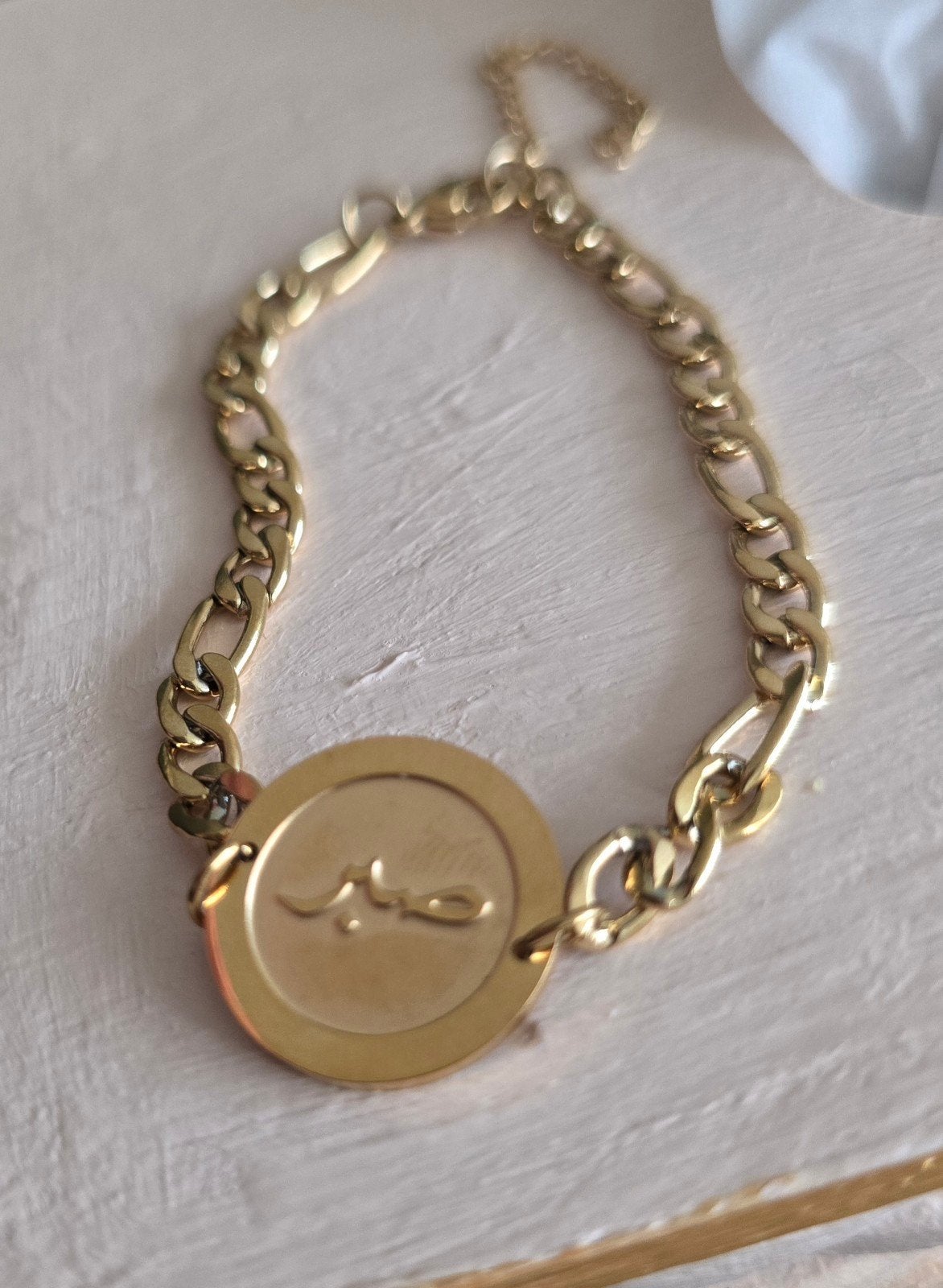 Stainless steel (RVS) met goudkleurige coating sabr, Sieraden, Tassen en Uiterlijk, Armbanden, Verzenden, Nieuw, Goud, Staal