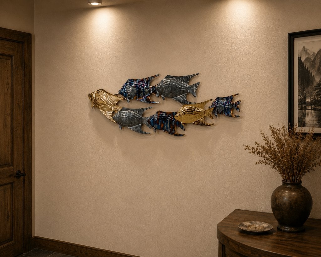 7 VISSEN / WANDDECORATIE / OPRUIMING, Wandhanger, 90 cm, Nieuw, 35 cm