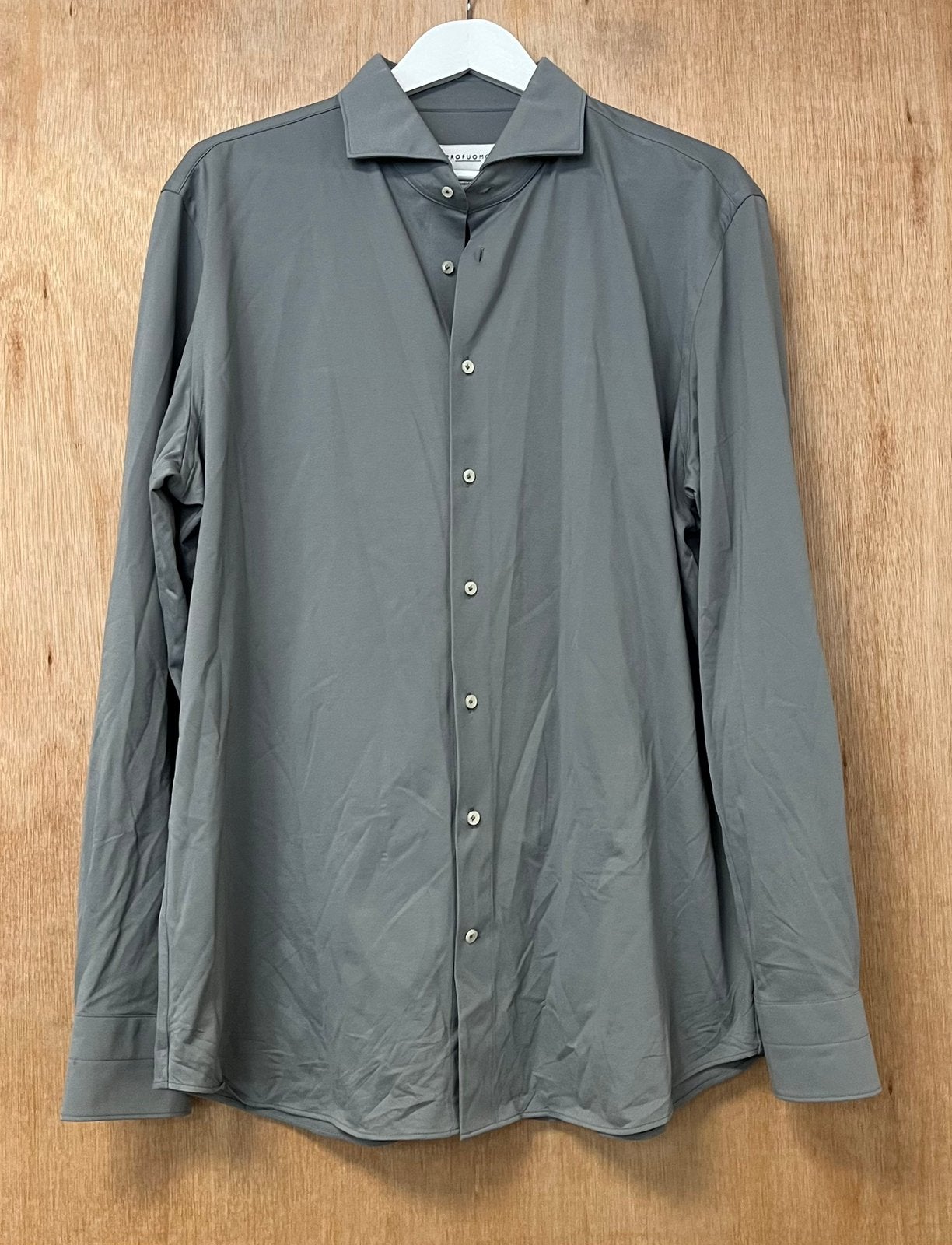 Profuomo Japanese knitted overhemd groen - Maat 44, Ophalen of Verzenden, Zo goed als nieuw, Groen, Overige halswijdtes