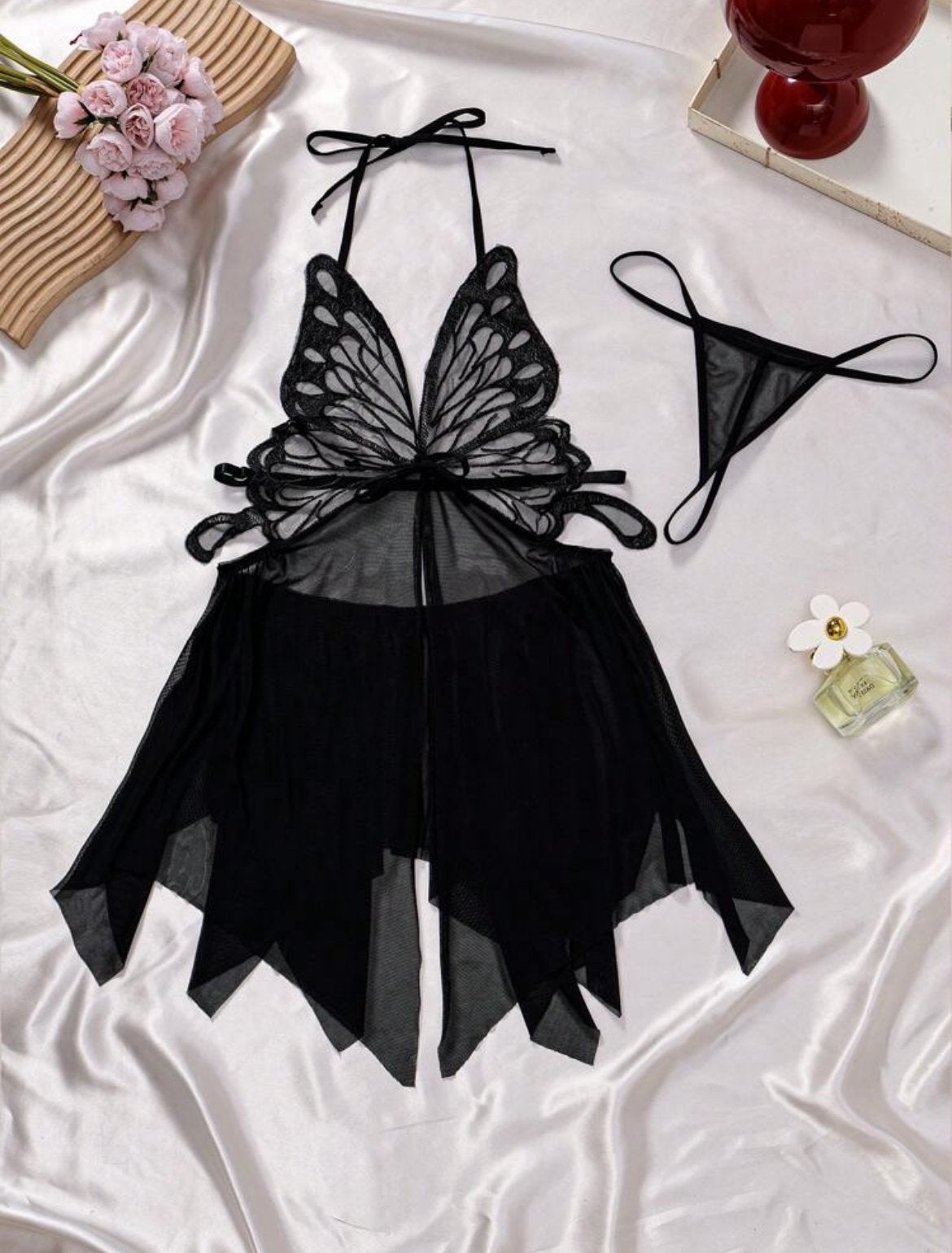 Nieuw SHEIN vlinder lingerie setje maat M, Ophalen of Verzenden, Zwart, Setje