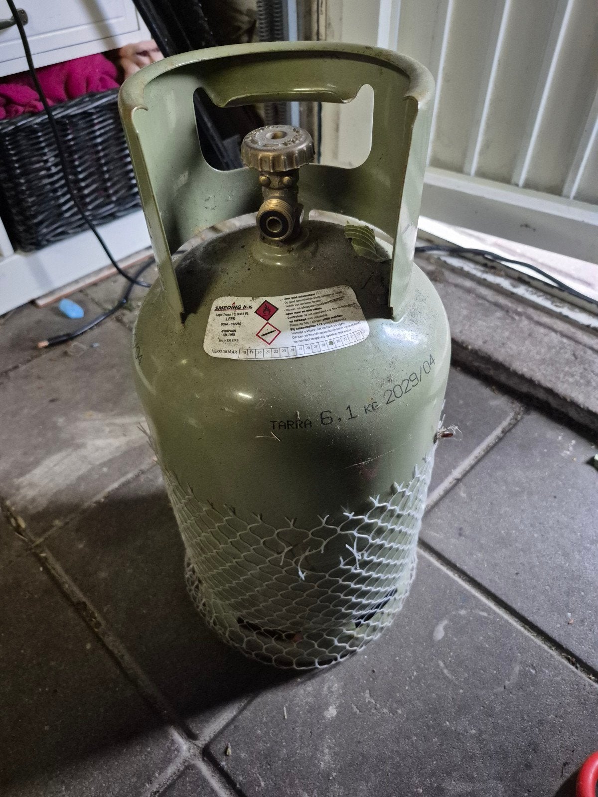 Lege groene gasfles - Gekeurd tot 2029, Caravans en Kamperen, Ophalen, Gebruikt