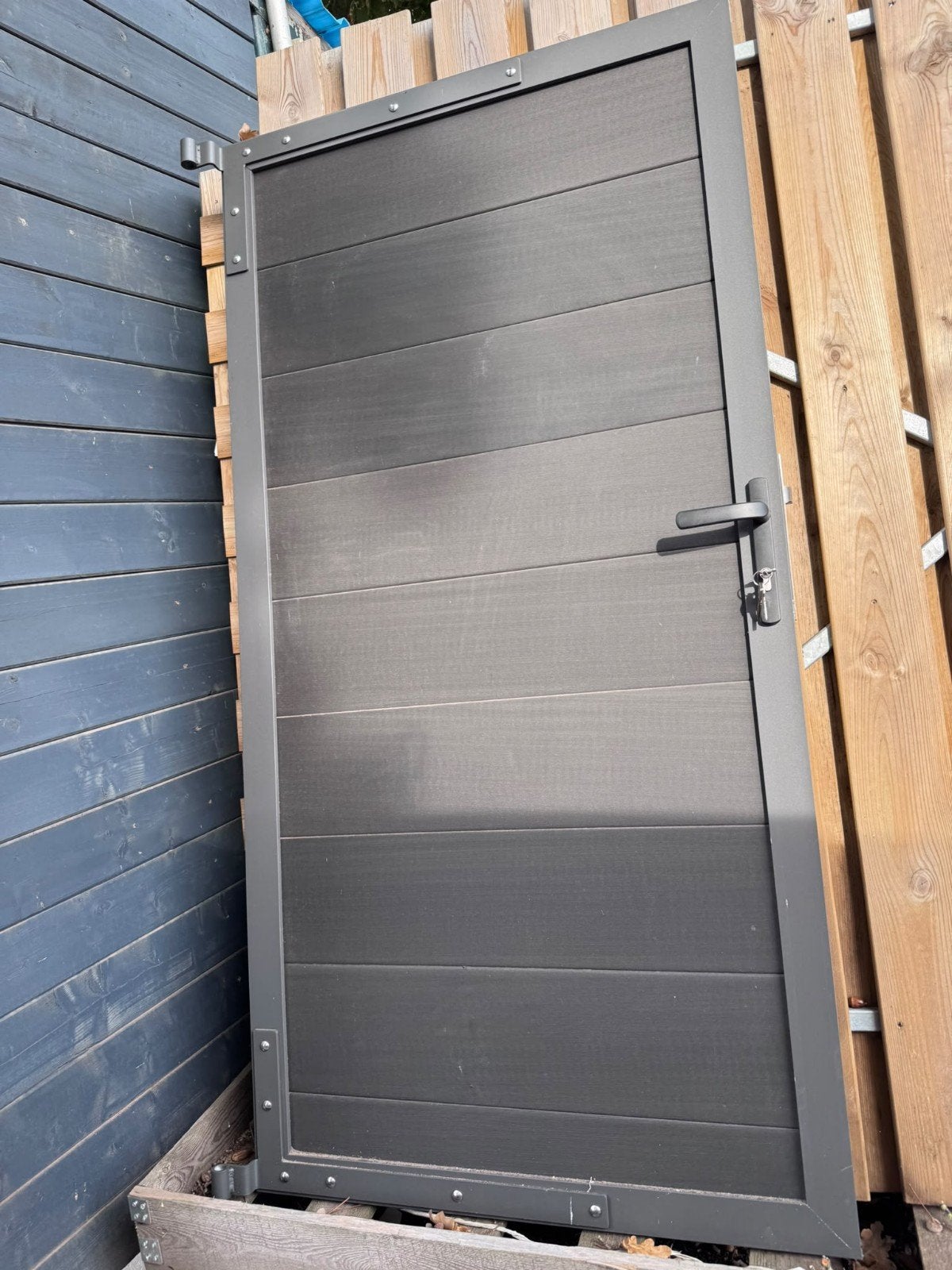 Composiet tuin poort 90x180cm aluminium frame zwart, Ophalen, ., Schuifpoort, 200 cm of meer