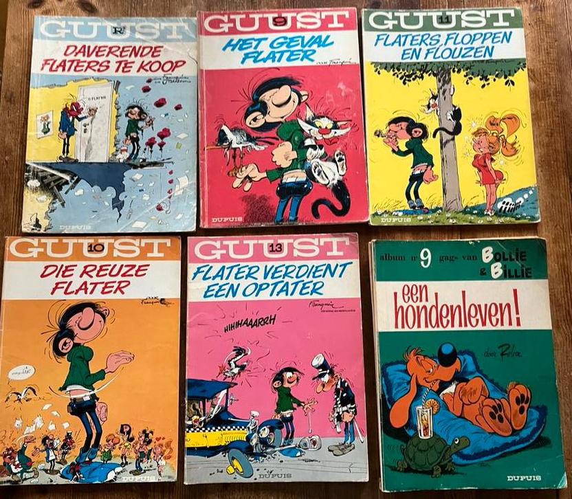 14 Guust Flater strips + 1 Billie en Billie strip, Meerdere stripboeken, Ophalen of Verzenden, Gelezen