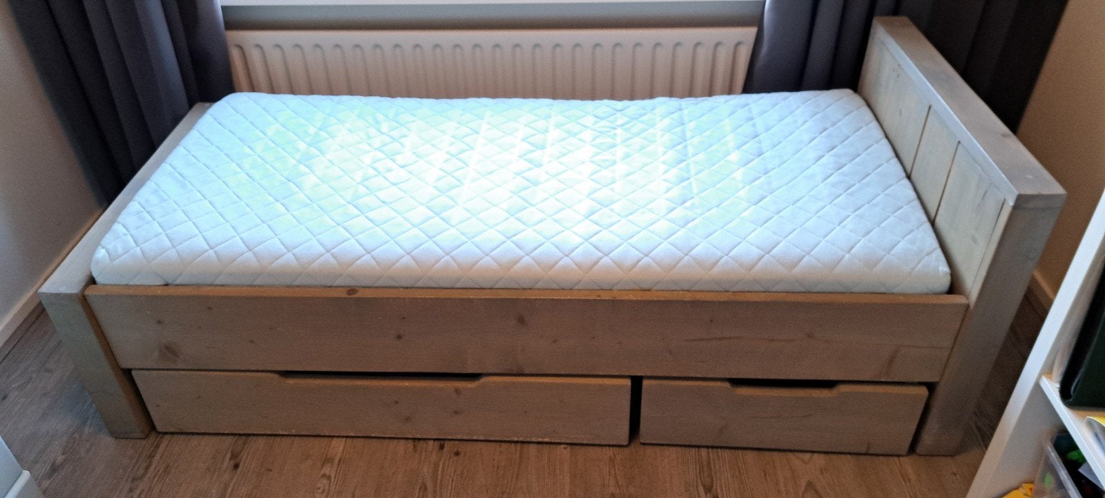 Steigerhouten Peuterbed met Lades (70x160 cm), Ophalen, Steigerhout, 190 cm of minder, Zo goed als nieuw
