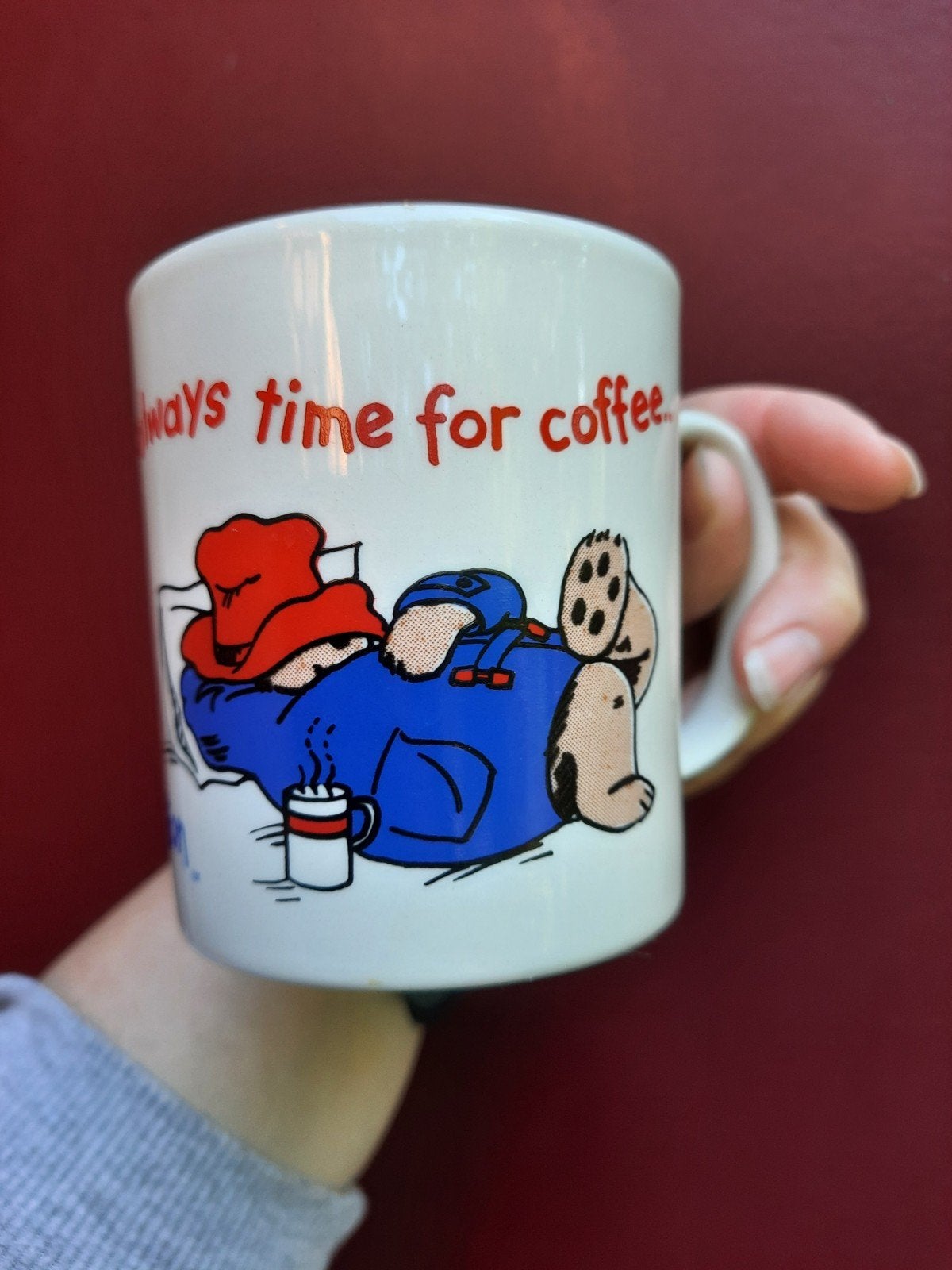 Vintage Douwe Egberts Paddington koffie beker 1996, Keramiek, Ophalen of Verzenden, Zo goed als nieuw, Overige stijlen