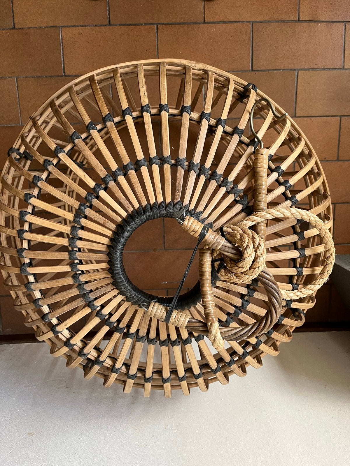 Grote rotan lampekap - Wunderkammer object, Ophalen, Bohemian, Natuurlijk materiaal, Zo goed als nieuw
