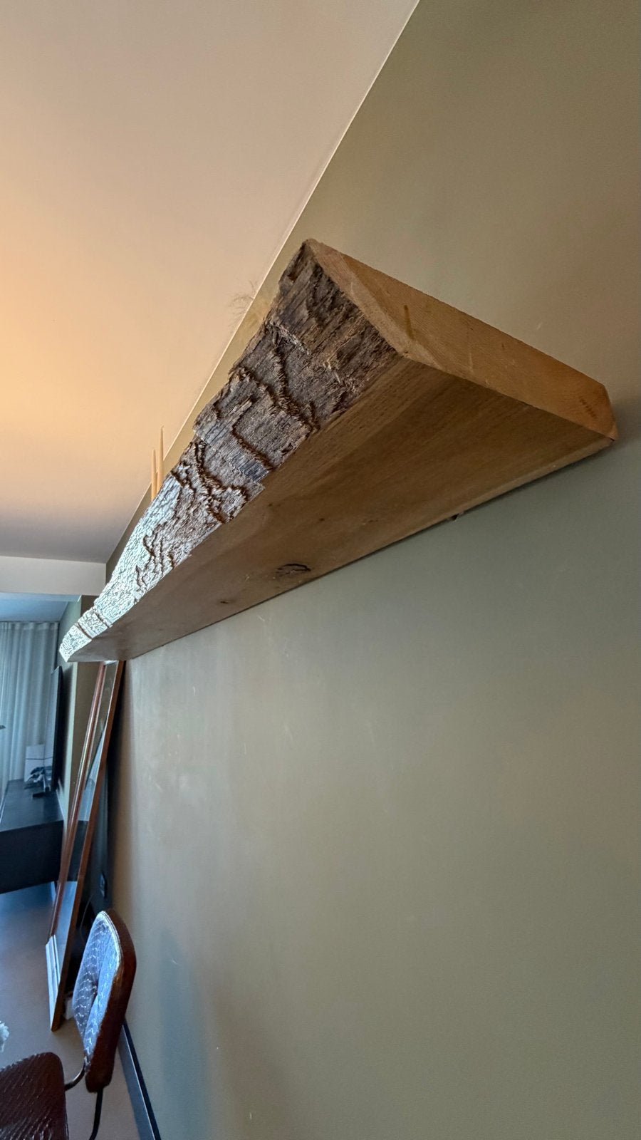Massief eiken stam wand plank / wandrek 250 cm, Ophalen, Gebruikt