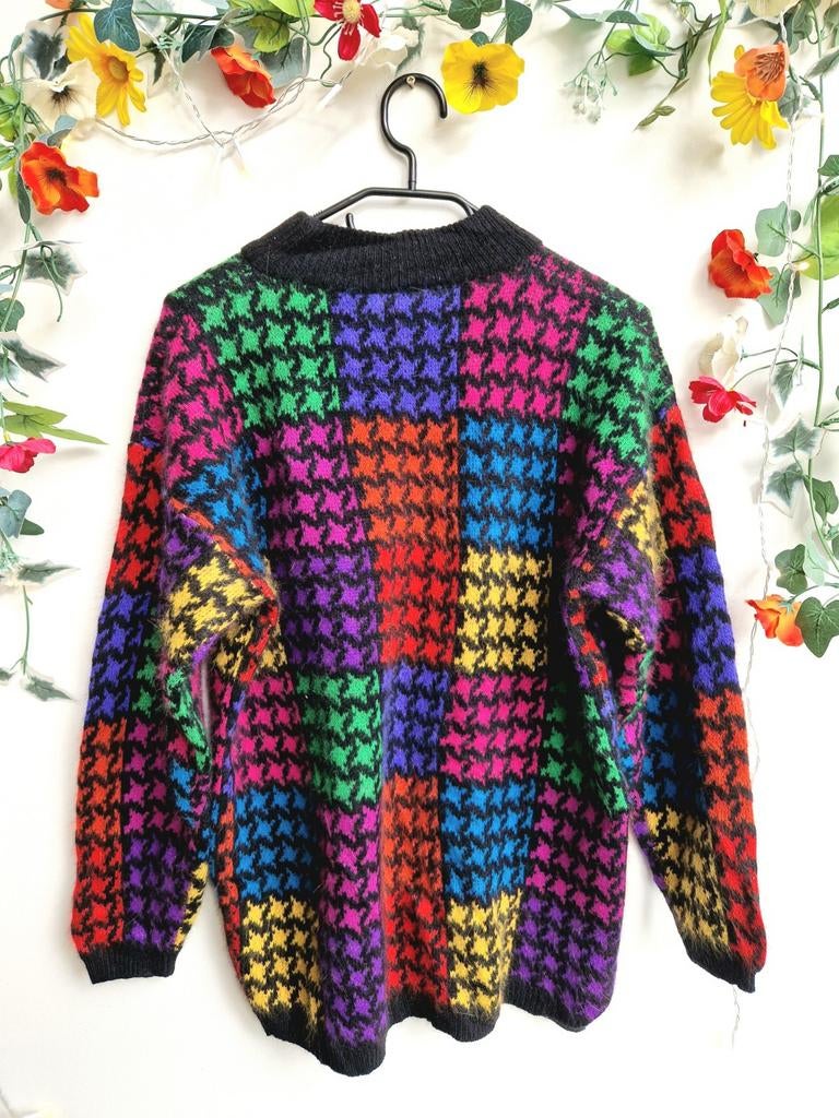 Super leuke zachte vintage gekleurde trui angora en lamwol, Ophalen of Verzenden, Zo goed als nieuw, Maat 46/48 (XL) of groter