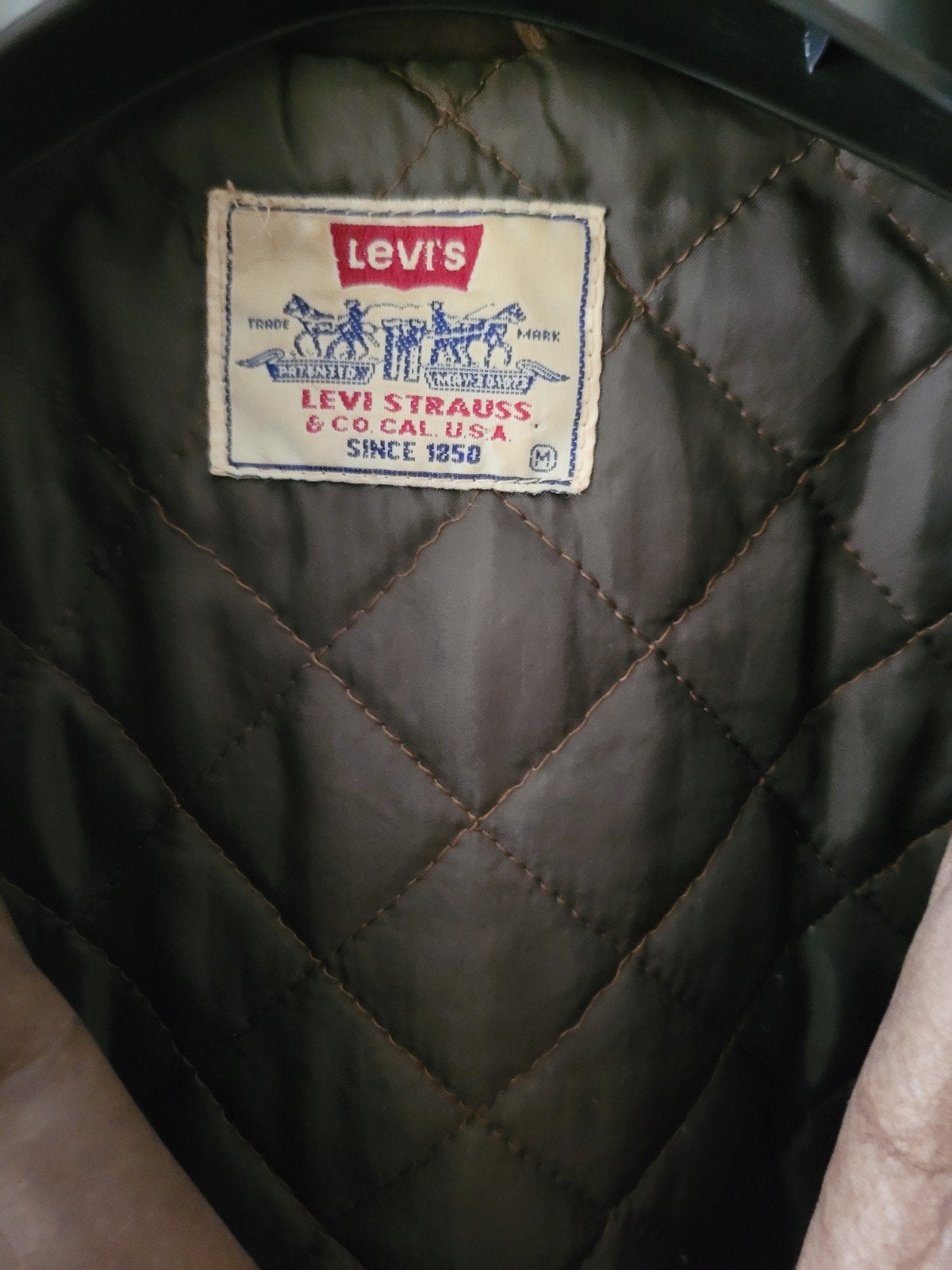 Vintage Levi's Basic Trucker Leren Jas. Bruin. Size:Medium., Ophalen, Gedragen