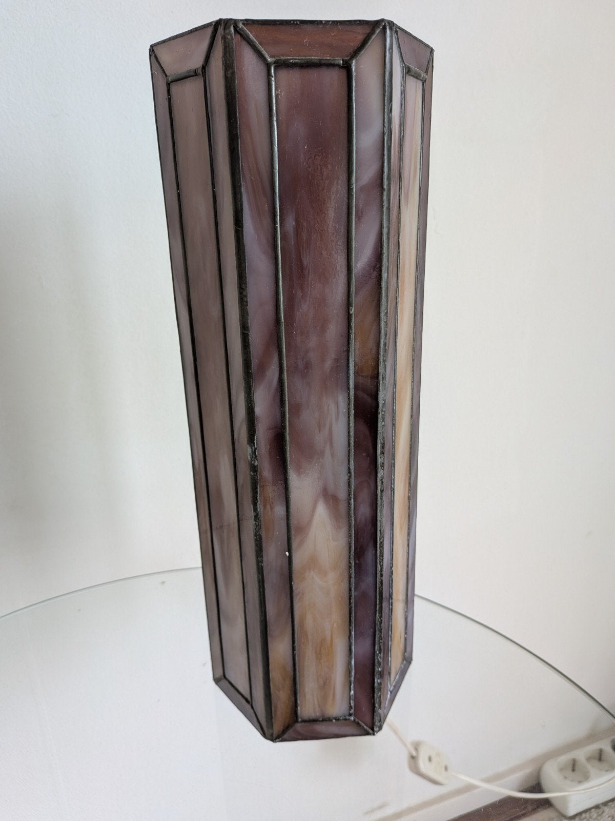 Prachtige vintage Art Deco Tiffany tafellamp – Glas in lood, Gebruikt, Verzenden, Meerkleurig, 30 cm
