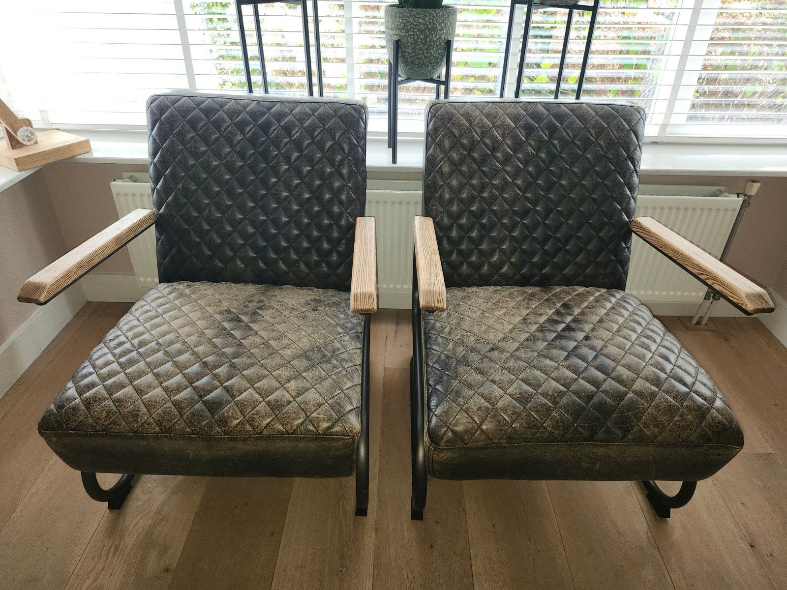 2 lederen fauteuils, Ophalen of Verzenden