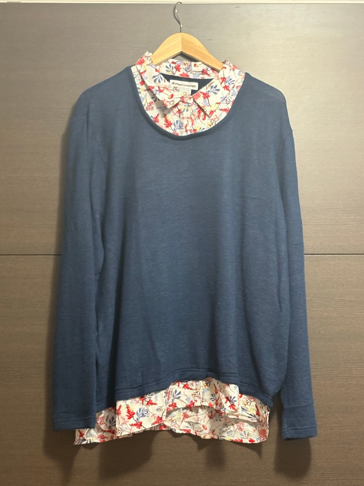 Atlas for Women Trui met bloemenprint kraag en zoom, Kleding | Dames, Ophalen of Verzenden, Nieuw, Maat 46/48 (XL) of groter, Blauw