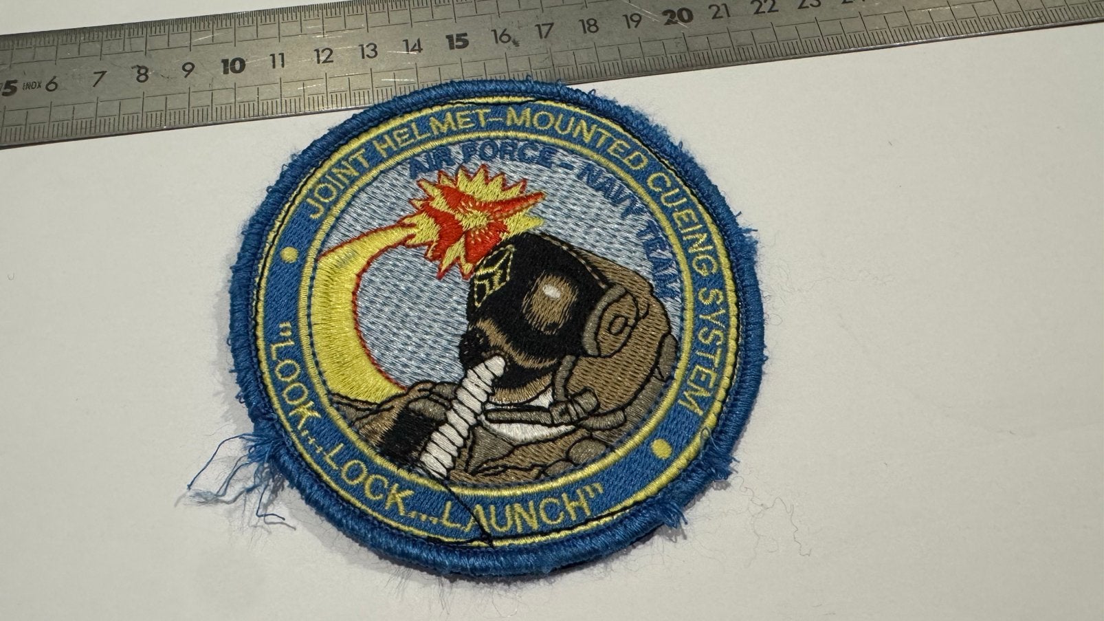 Patch Luchtmacht Jhmcs pilotenhelm, Verzamelen, Ophalen of Verzenden, Zo goed als nieuw, Patch, Badge of Embleem