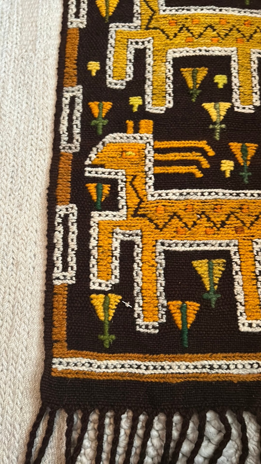 Vintage wollen geweven sumak wandkleed uit Polen, Ophalen of Verzenden