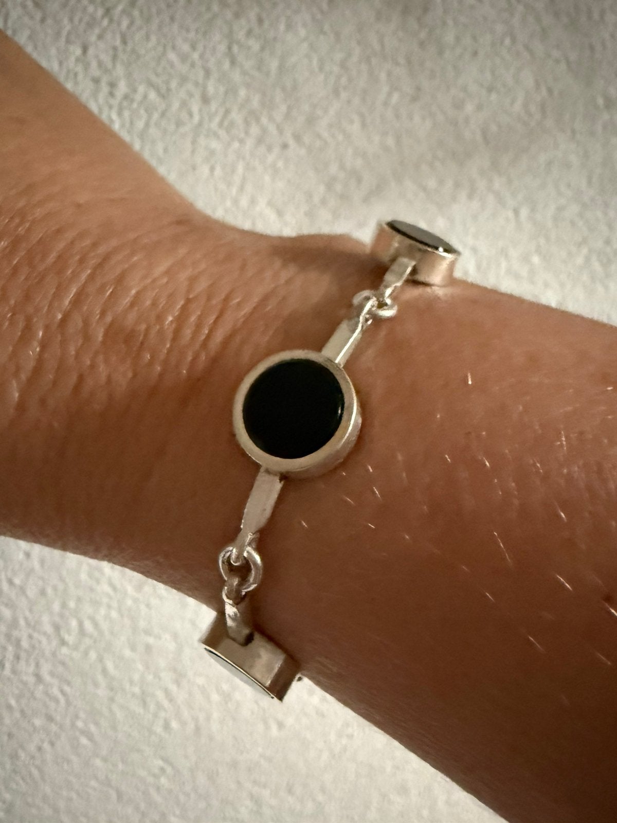 Y012/ Zilveren NIELS ERIK from Denmark Onyx armband, Gebruikt, Verzenden, Zwart, X