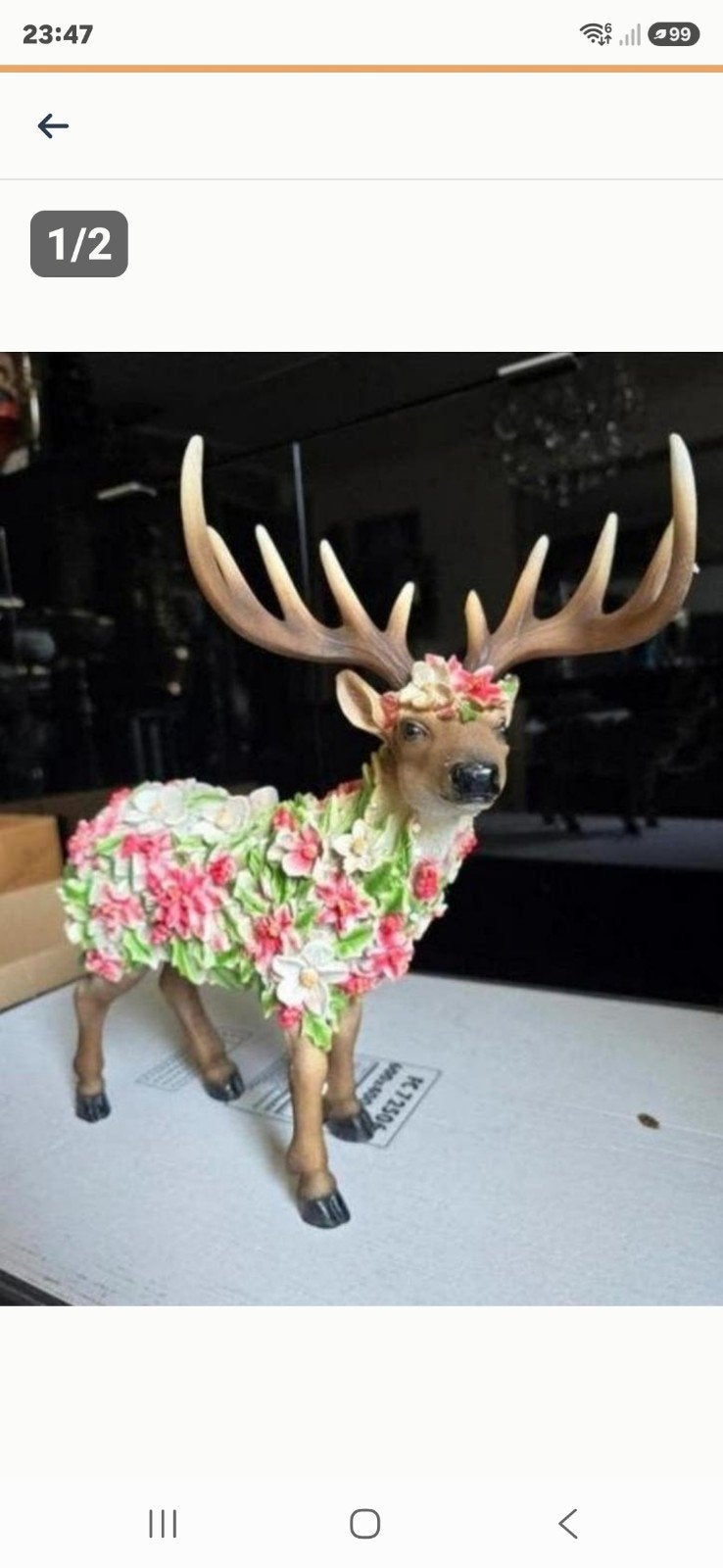 Decoratief Hert met Bloemen - Unieke Woondecoratie, Meerkleurig, Overige materialen, Overige stijlen, Nieuw