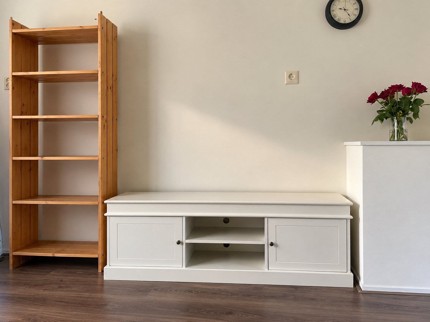 TV-meubel en Boekenkast - Hout, Wit en Naturel