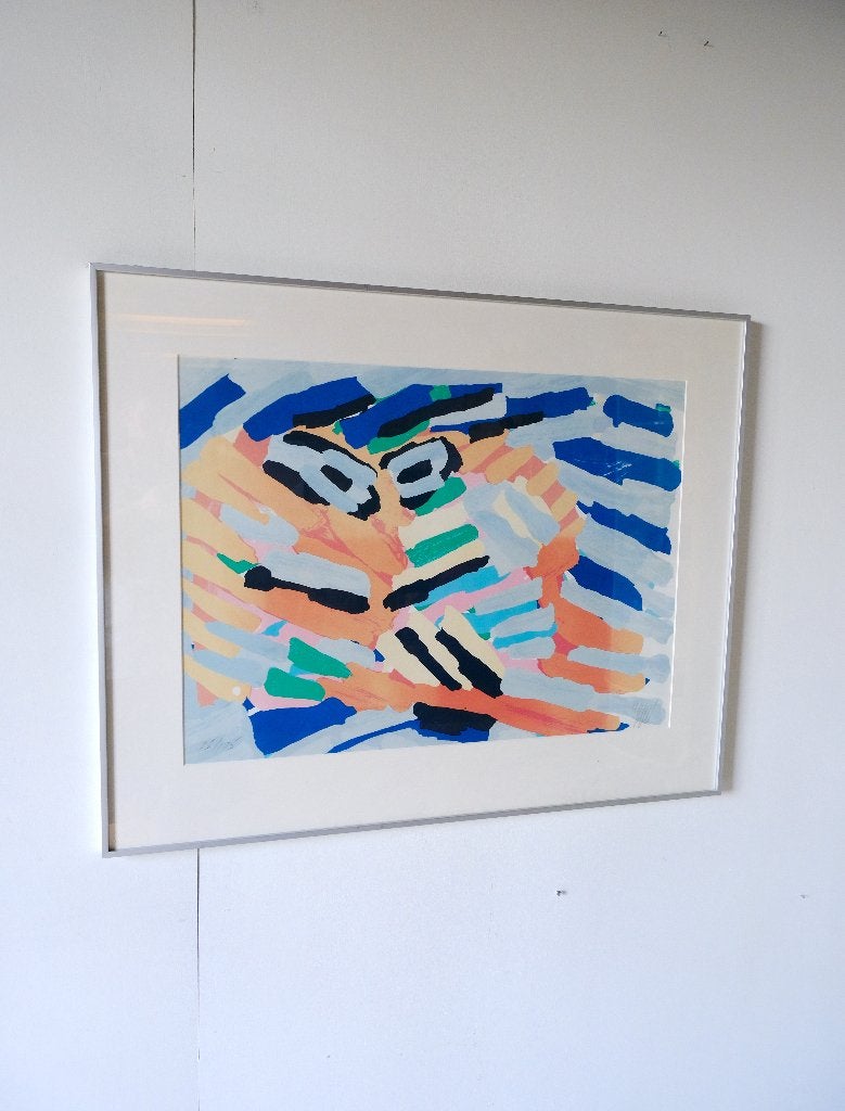 Litho (Karel Appel, Mask Face, gelijst), Gesigneerd, Lithografie, Abstract, Ophalen