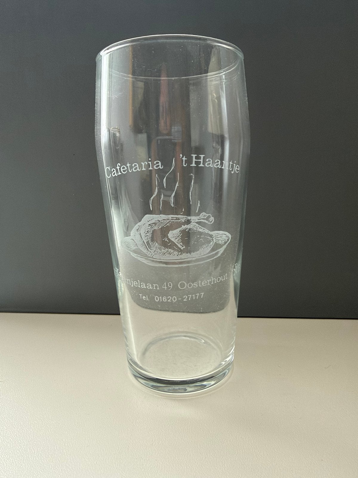Uniek glas van Cafetaria 't Haantje Oosterhout, Overige stijlen, Ophalen, Zo goed als nieuw, Overige typen