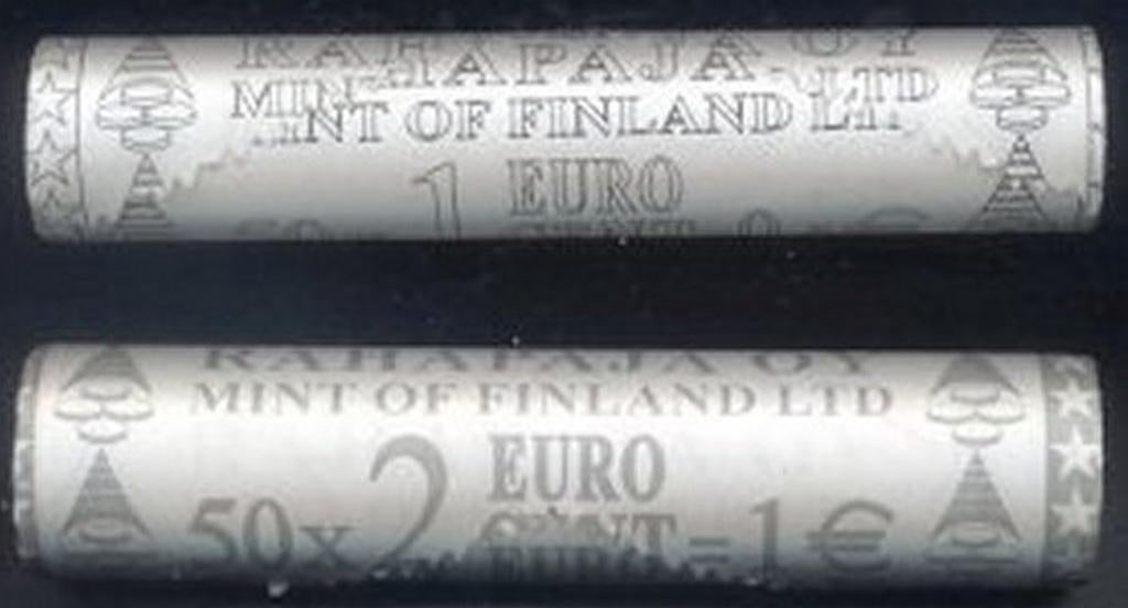 Finland originele rolletjes 1 en 2 eurocent 2003 UNC, Ophalen of Verzenden, Finland, Overige waardes, Setje