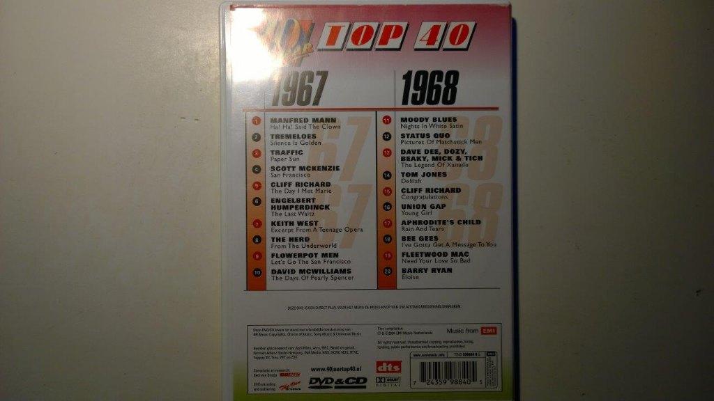 40 Jaar Top 40 1967-1968 (CD + DVD), Cd's en Dvd's, Dvd's | Muziek en Concerten, Alle leeftijden, Ophalen of Verzenden, Zo goed als nieuw
