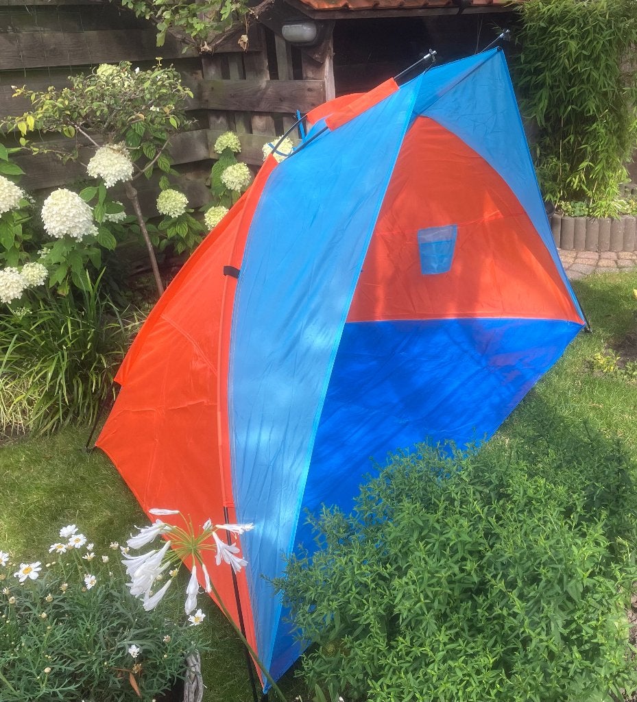 strandtentje windscherm zonnescherm 2 meter en 1,5 hoog, Ophalen, Zo goed als nieuw