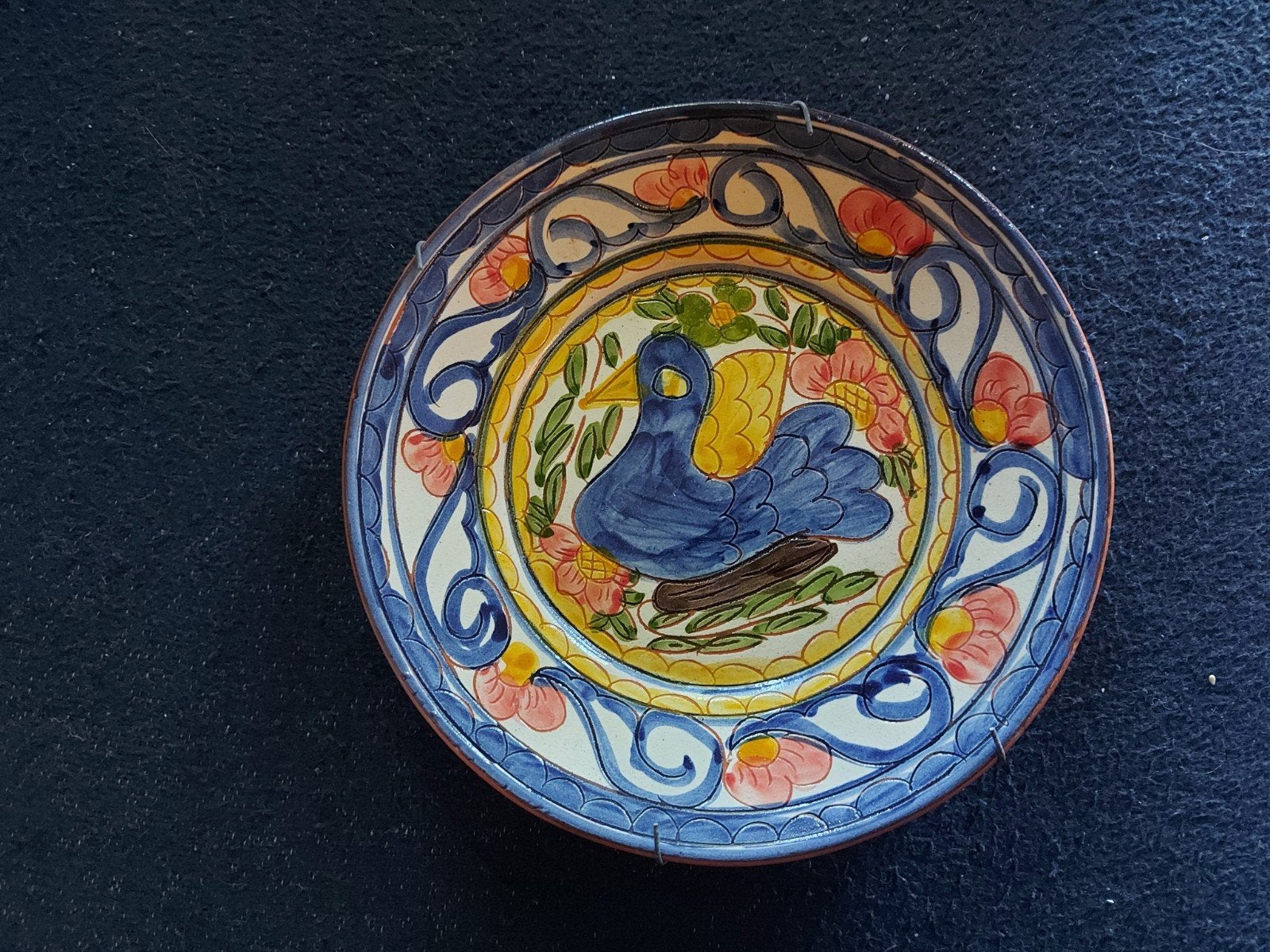 Decoratief Wandbord met Blauwe Vogel en Bloemen, Ophalen of Verzenden