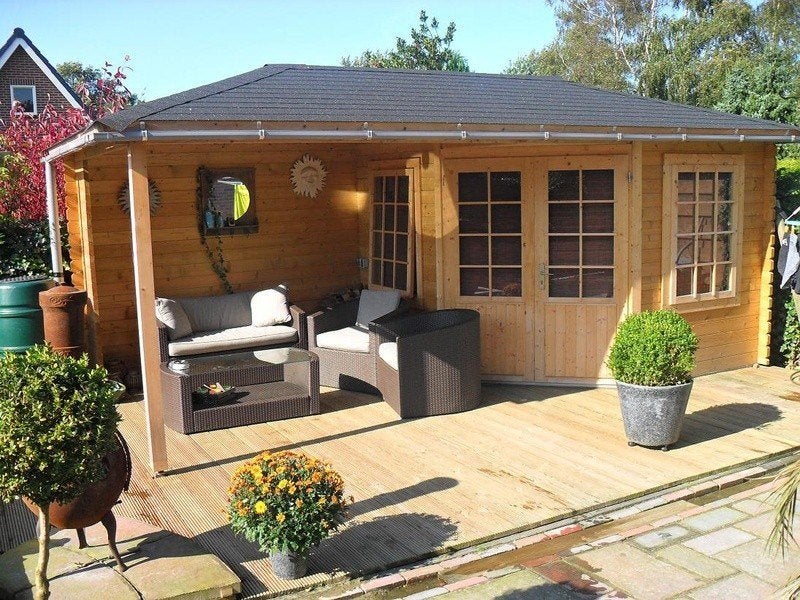 Blokhut 3055Z met overkapping., Verzenden, Nieuw