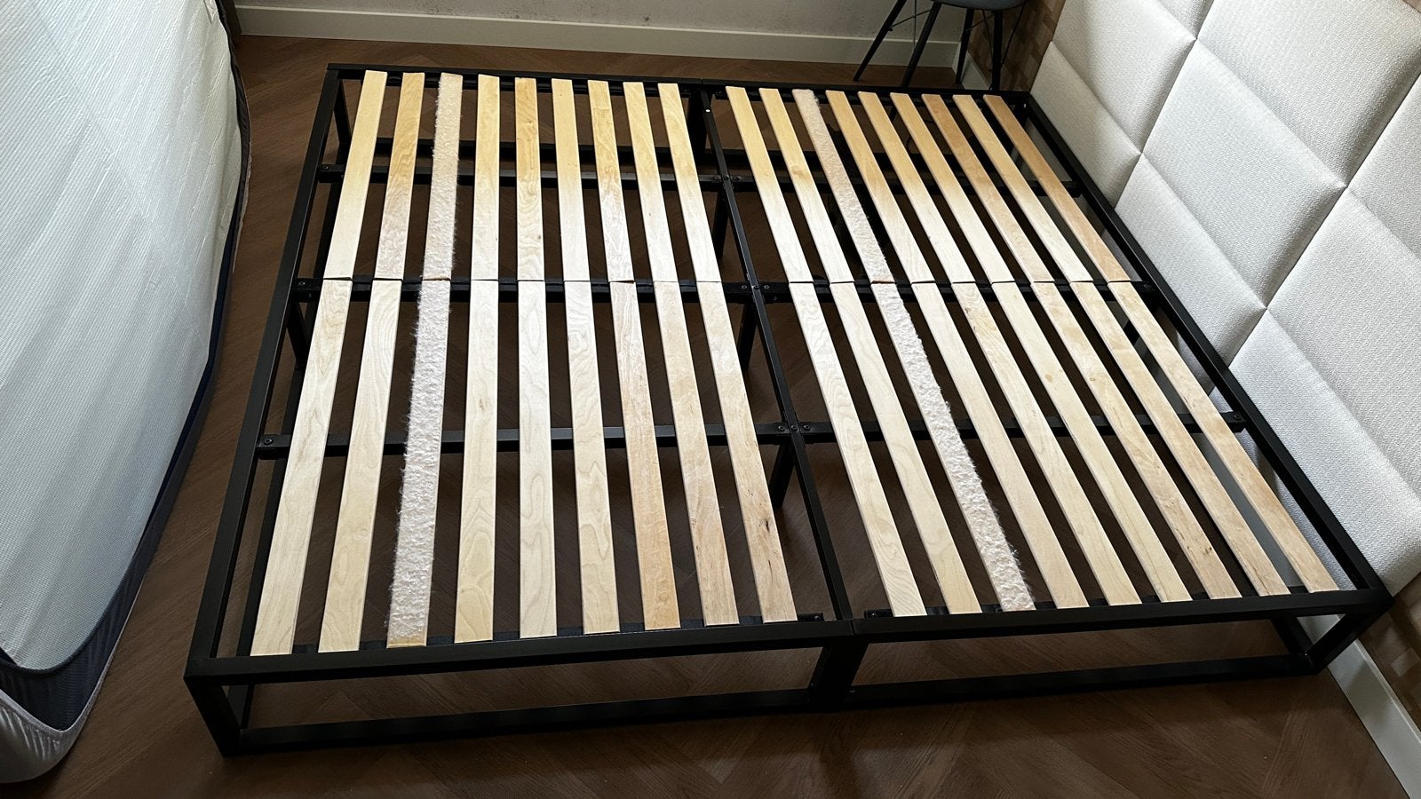 Emma Original Metalen Bed (180x200 cm) met lattenbodem, Ophalen, Zwart, Tweepersoons, Zo goed als nieuw