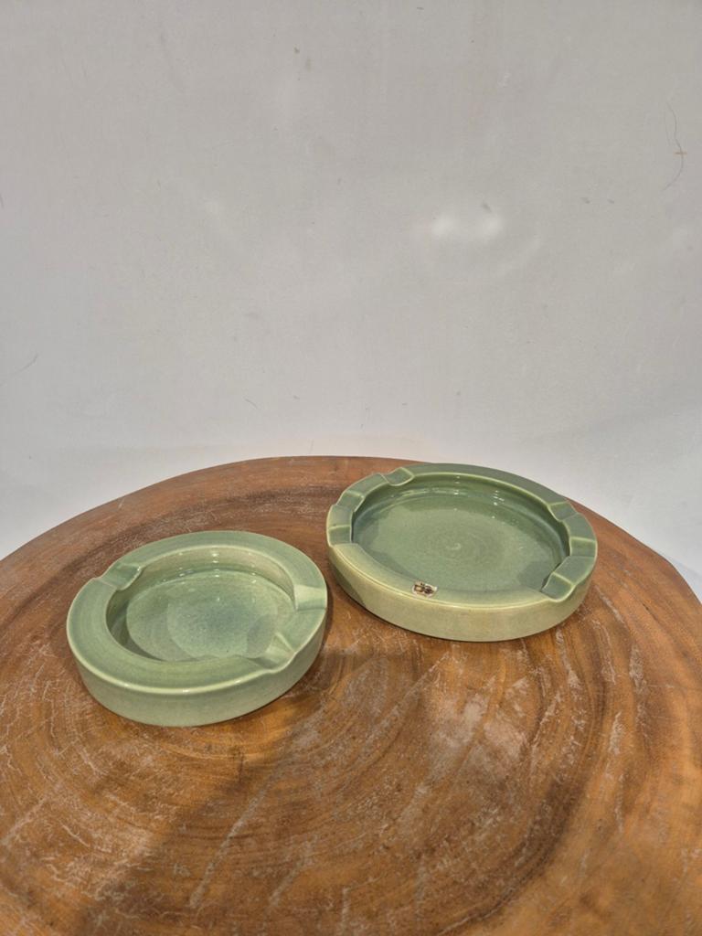 2 vintage tiko mintgroene asbakken gouda plateel, Ophalen of Verzenden