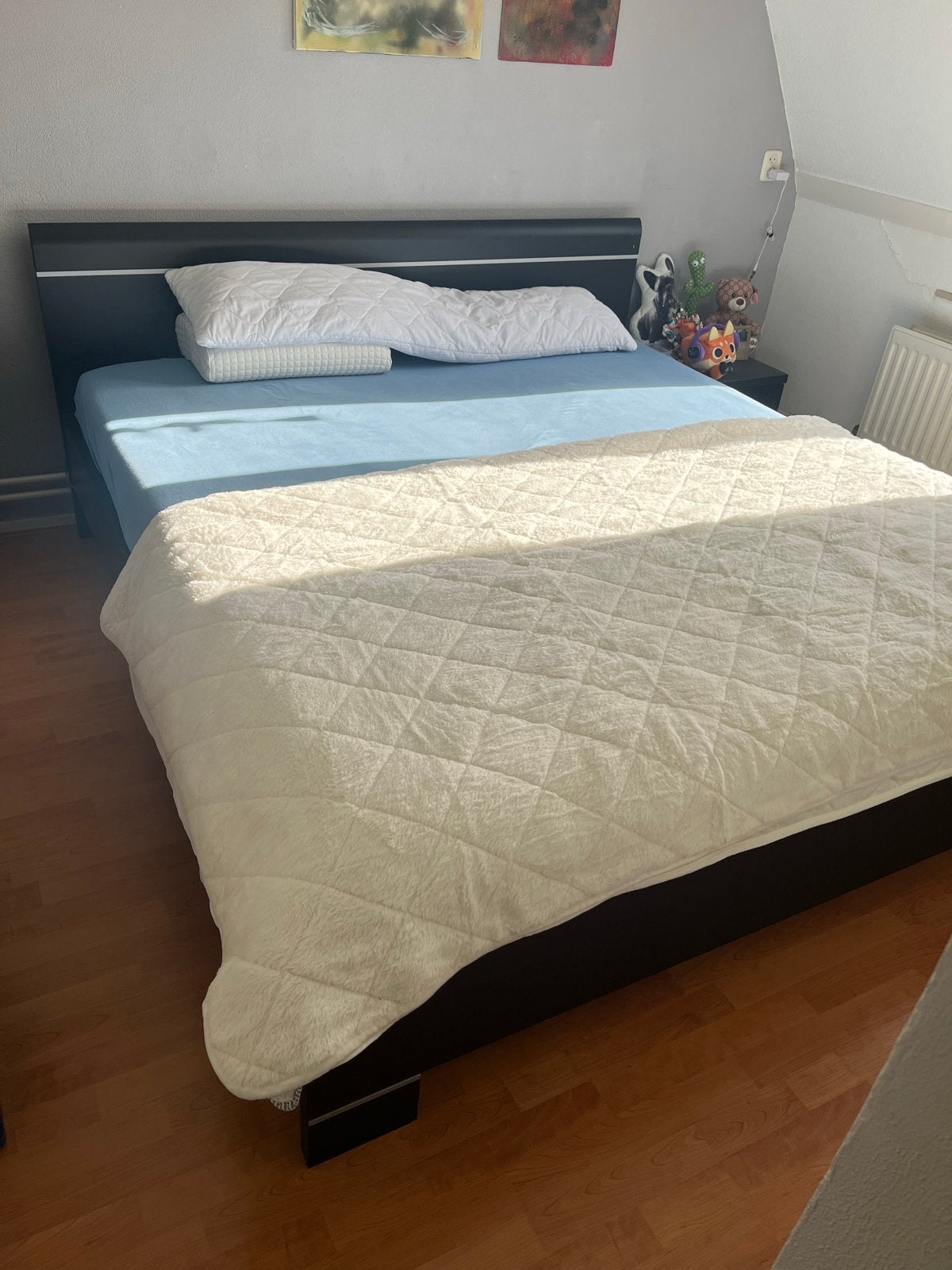 Tweepersoonsbed 180x200 cm met matras (Matt Sleeps zgan), Gebruikt, Zwart, Tweepersoons, Ophalen of Verzenden