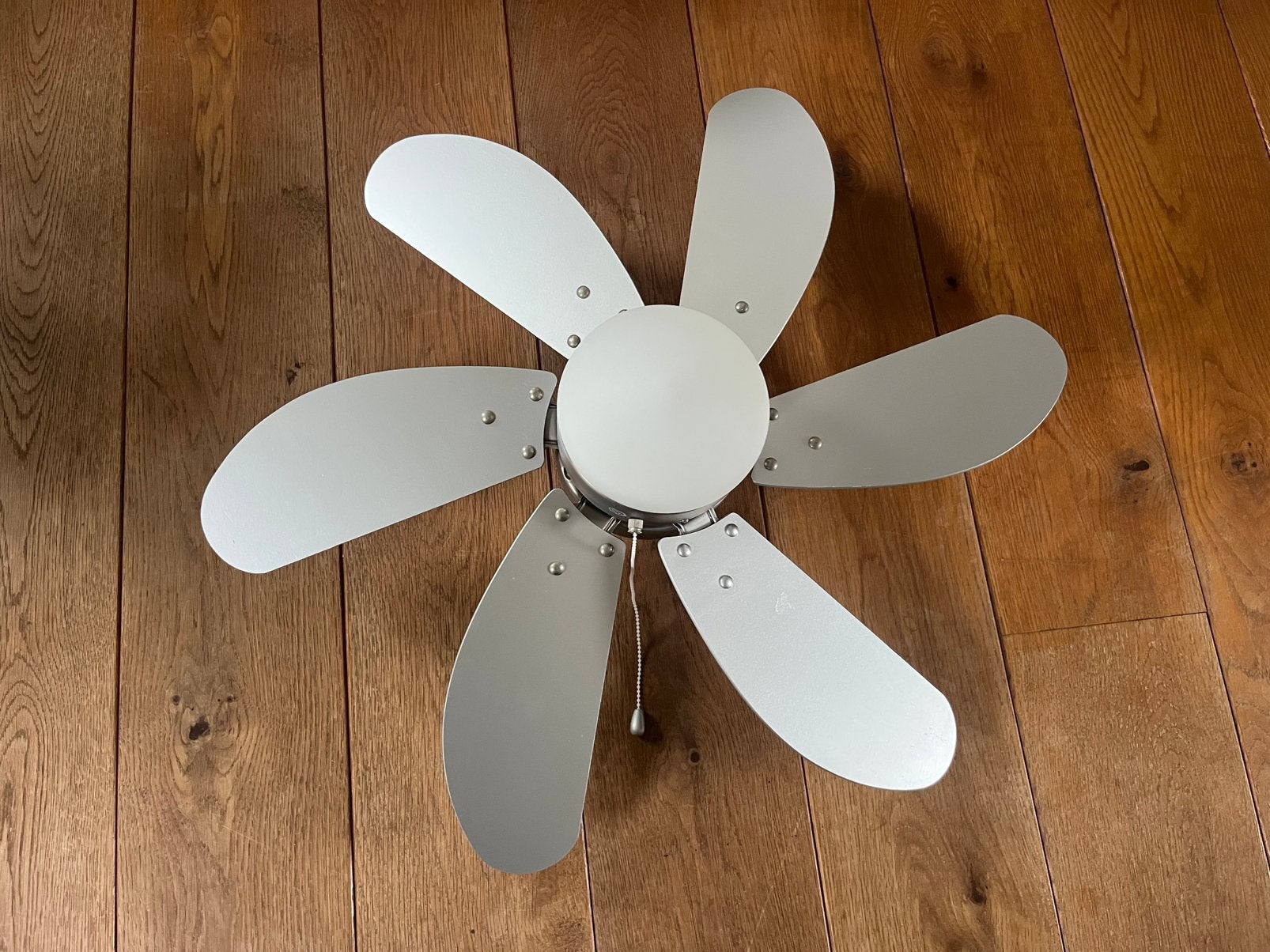 Plafondventilator verlichting grijs zilver 6 bladen, Witgoed en Apparatuur, Ophalen, Zo goed als nieuw, Plafondventilator