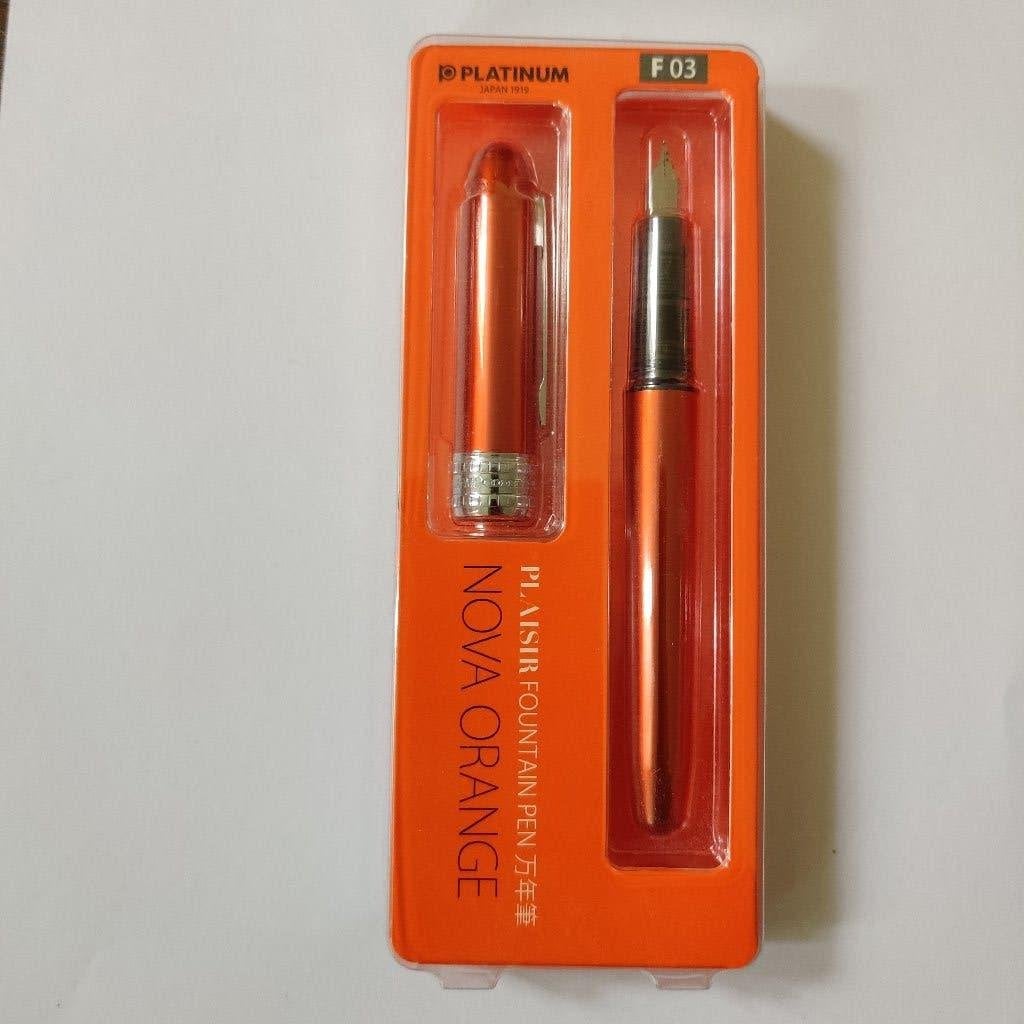 Platinum Plaisir vulpen / F fijn / aluminium / oranje, Ophalen of Verzenden, Zo goed als nieuw