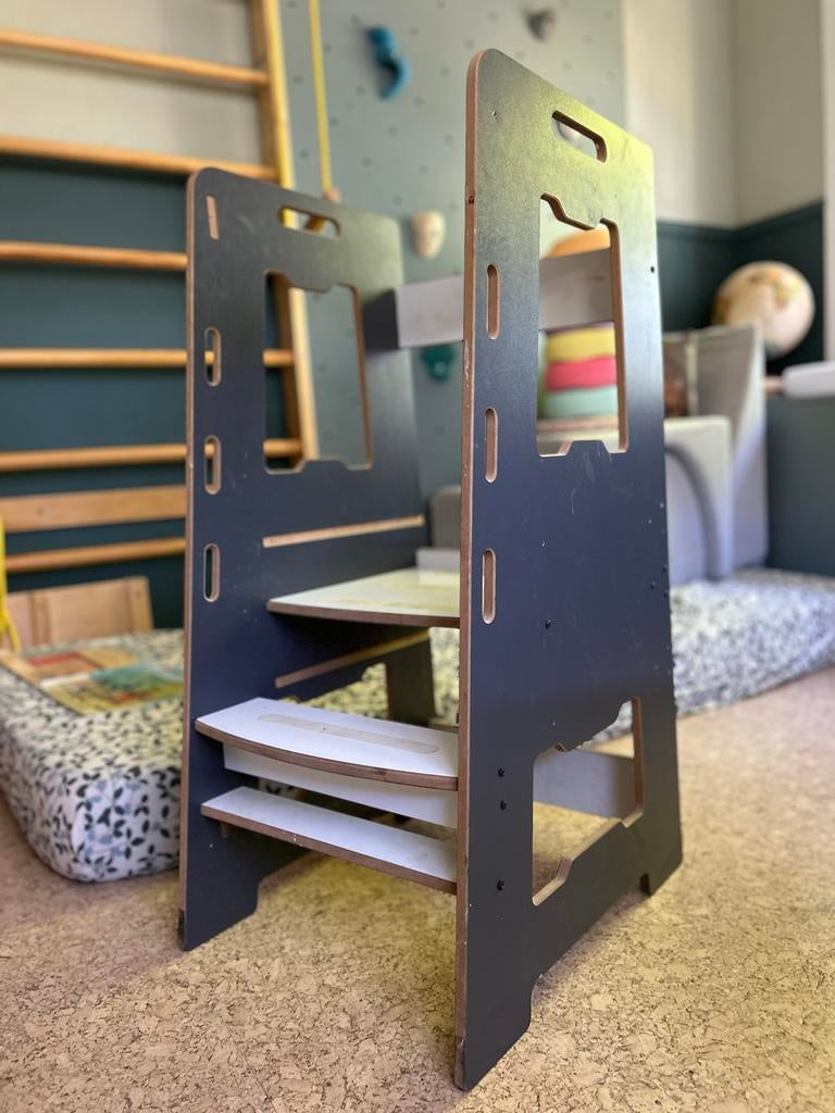 Montessori Leertoren - Wit Naturel - antislip - stabiel, Ophalen, Zo goed als nieuw, Overige typen