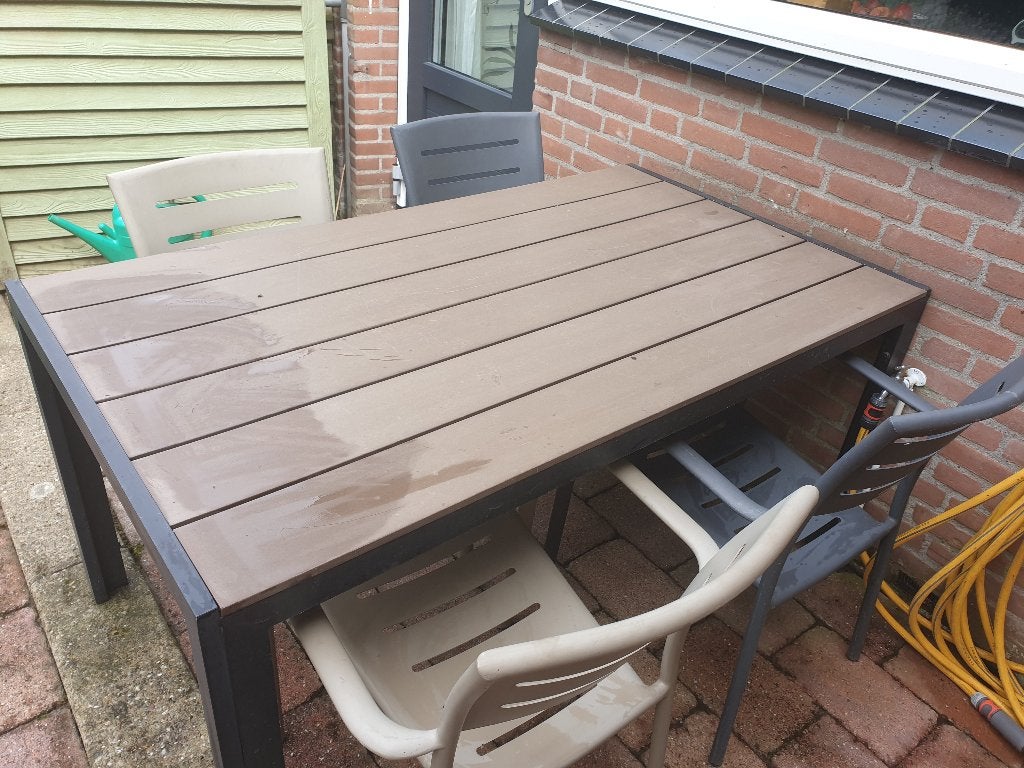 Tuintafel met stoelen, Ophalen, 4 zitplaatsen, Gebruikt, Aluminium